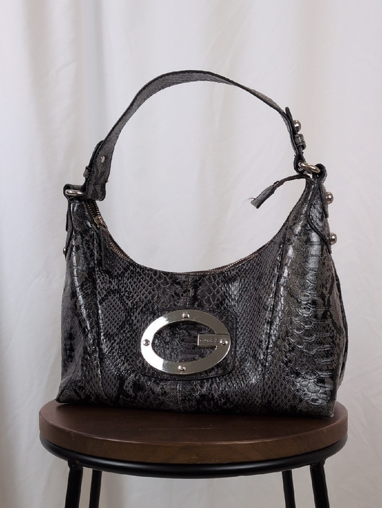 Guess Handbags - Vintage GUESS Black Snakeskin Shoulder Bag Y2K Hobo Bag